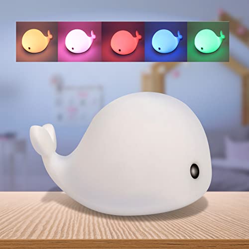 X4-LIFE LED Nachtlicht Wal mit Akku | 7 versch. Farben mit Timer | inkl. Akku und Micro-USB-Kabel | für Kinder leicht zu handhaben von X4-LIFE