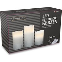 X4-LIFE LED Echtwachskerzen mit Wellenrand und Silberverlauf 3er Set inkl. Fernbedienung von X4-Life