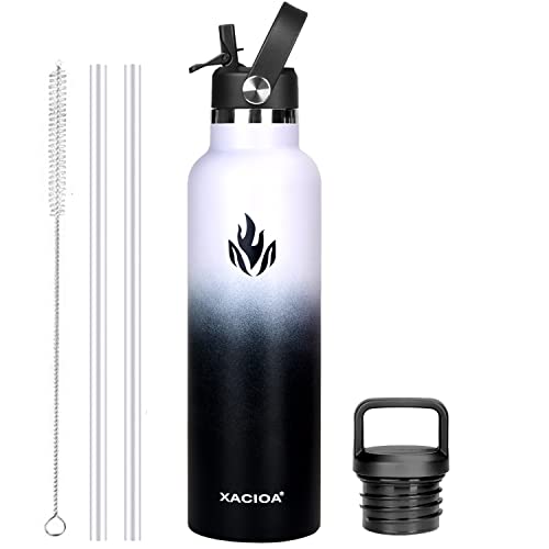 XACIOA Trinkflasche Edelstahl - 500ml, 750ml, 1L, Auslaufsicher Thermoskanne mit Strohhalm, BPA-Frei Auslaufsichere Isolierflasche,doppelwandig Thermosflasche für Sport,Fitness von XACIOA