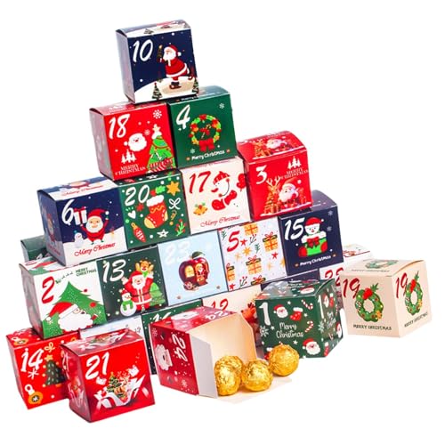 24Pcs Countdown Kalender Papier Weihnachten Bastelset Familie Aktivität Candy Box Geschenkverpackung Urlaub Party Dekoration Beschichtetes Papier Geschenkverpackung Urlaub Dekoration von XAGMODSHN