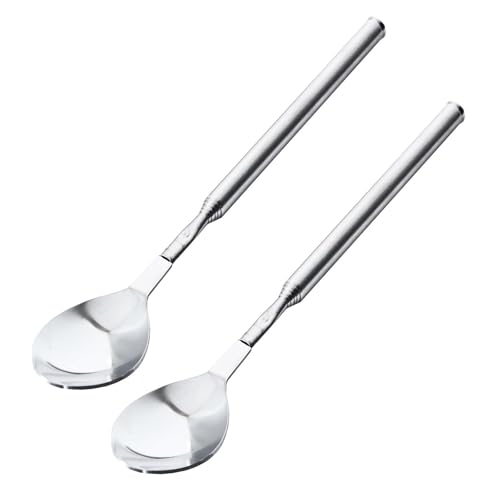 2pcs Teleskoping Edelstahlgabeln Löffel Tragbarer Extendierbarer Besteck Mit Langem Für Grill Und Heimnutzung von XAGMODSHN