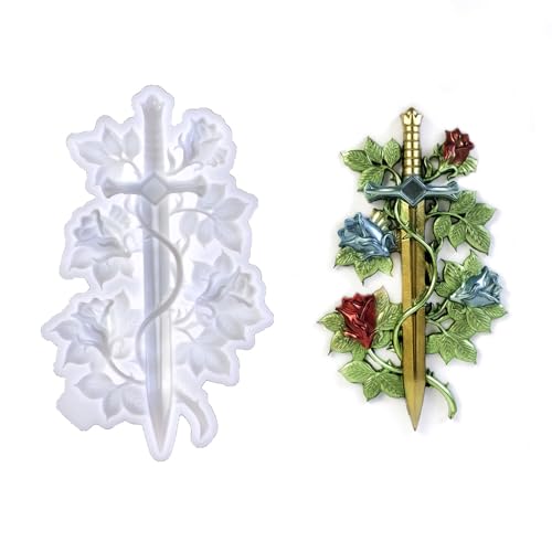 Epoxid-Form, Rosen-Schwerter, Anhängerformen, leicht zu reinigen, Silikon für Bastler, handgefertigte Schmuckherstellung, Werkzeug, Harzgussform Epoxid-Form, Rosen-Schwerter, Anhängerformen, leicht zu reinigen, Silikon für Bastler, handgefertigte Schmuckherstellung, Werkzeug, Harzgussform von XAGMODSHN