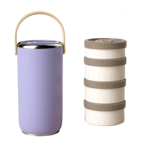 Lebensmittelbehälter mit mehreren Fächern, auslaufsicher, Edelstahl, isoliertes Glas, große Kapazität, Bentos-Box für heiße Mahlzeiten, mikrowellengeeignet, isolierte Lunchbox von XAGMODSHN
