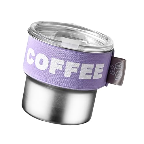 Reisebecher aus Edelstahl, 400 ml, doppelwandig, isoliert, tragbare Kaffeetasse für den täglichen Gebrauch, silberfarbene Becher mit Deckel von XAGMODSHN