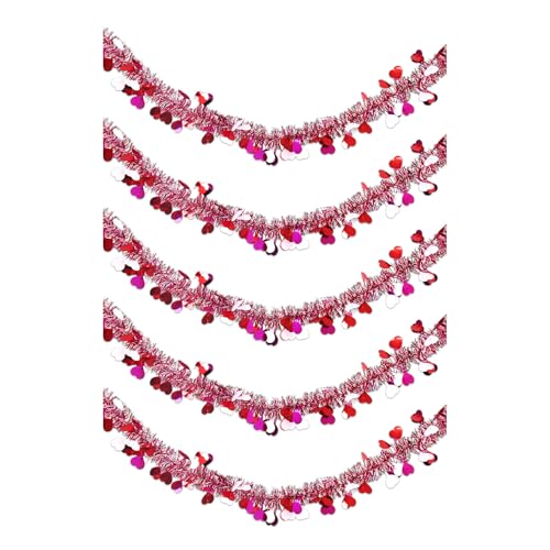 Set mit 5 Herz-Luftschlangen für Valentinstag, Party, bunte Hängedekoration, Hochzeit oder Schaufensterdekoration, Ornament, Zuhause, Wohnzimmer, Dekoration Set mit 5 Herz-Luftschlangen für Valentinstag, Party, bunte Hängedekoration, Hochzeit oder Schaufensterdekoration, Ornament, Zuhause, Wohnzimmer, Dekoration von XAGMODSHN