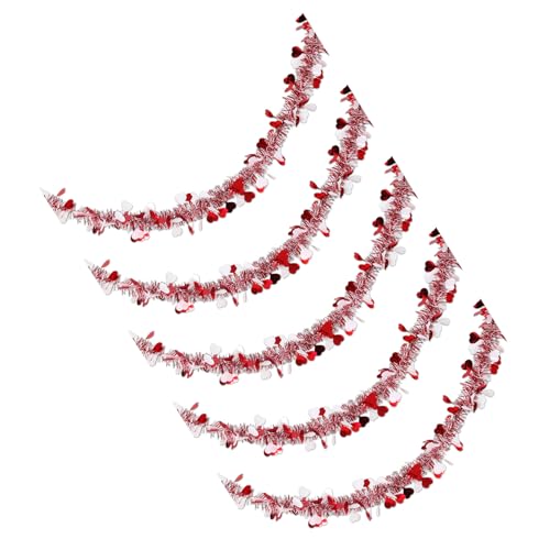 Set mit 5 Herz-Luftschlangen für Valentinstag, Party, bunte Hängedekoration, Hochzeit oder Schaufensterdekoration, Ornament, Zuhause, Wohnzimmer, Dekoration Set mit 5 Herz-Luftschlangen für Valentinstag, Party, bunte Hängedekoration, Hochzeit oder Schaufensterdekoration, Ornament, Zuhause, Wohnzimmer, Dekoration von XAGMODSHN