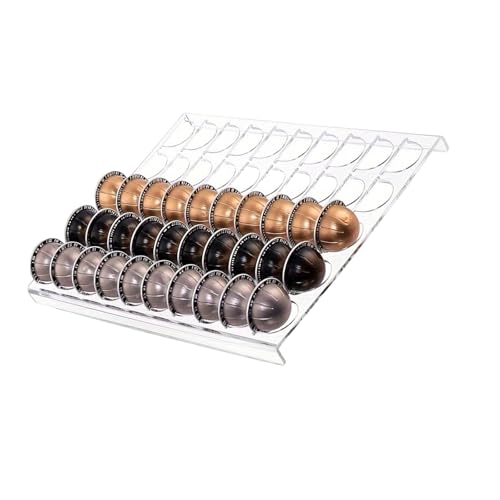 XAGMODSHN Durchsichtiges Acryl-Tablett für Kaffeekapseln, stabil, große Kapazität, Organizer für Küche, Büro, Arbeitsplatte, einfach von XAGMODSHN