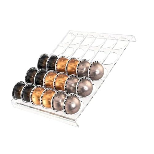 XAGMODSHN Durchsichtiges Acryl-Tablett für Kaffeekapseln, stabil, große Kapazität, Organizer für Küche, Büro, Arbeitsplatte, einfach von XAGMODSHN