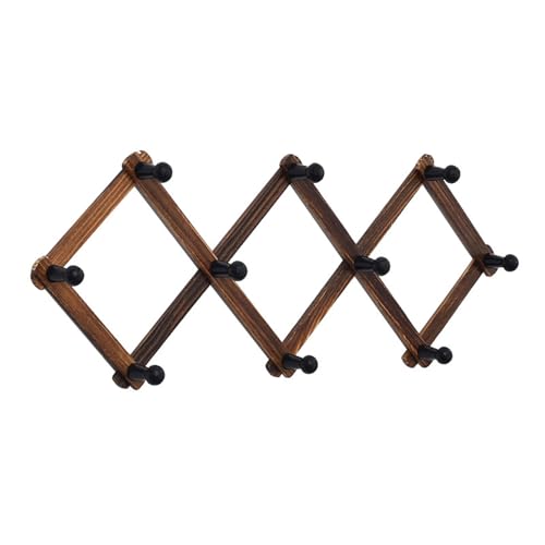 XAGMODSHN Erweiterbare Garderobe aus Holz, Wandhalterung, Aufhänger mit Heringen für Hüte und Tassen, platzsparend, Baseballkappen-Organizer von XAGMODSHN