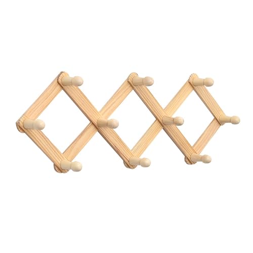XAGMODSHN Erweiterbare Garderobe aus Holz, Wandhalterung, Aufhänger mit Heringen für Hüte und Tassen, platzsparend, Baseballkappen-Organizer von XAGMODSHN