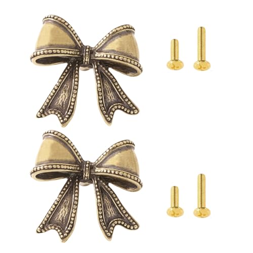 XAGMODSHN Messing-Schleifengriff im Vintage-Stil, für Schubladen, Kleiderschränke, Schränke, Korrosionsbeständigkeit, ergonomische Heimdekoration, dekorative Schleifen, Türgriffe von XAGMODSHN