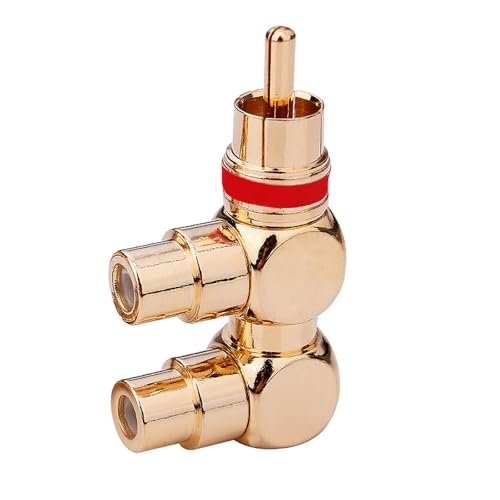 XAGMODSHN Rechtwinkliger 1 Männlicher Bis 2RCA Weiblicher Goldplattierter Stecker 90 Grad Adapter Kabelstecker Für Lautsprecher Gold Plated Splitter von XAGMODSHN