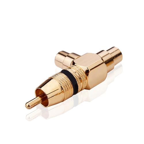 XAGMODSHN Rechtwinkliger 1 Männlicher Bis 2RCA Weiblicher Goldplattierter Stecker 90 Grad Adapter Kabelstecker Für Lautsprecher Gold Plated Splitter von XAGMODSHN