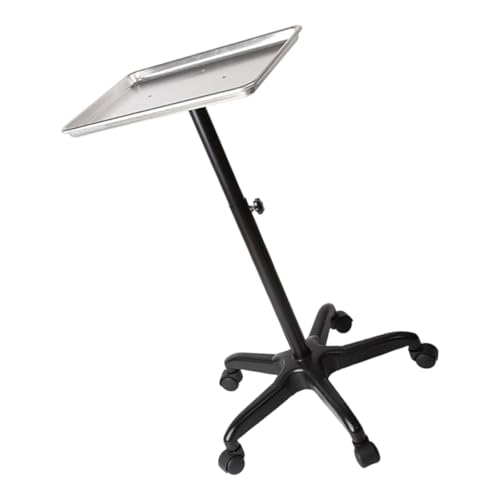 XAGMODSHN Verstellbarer Salon-Werkzeugwagen mit 5 drehbaren Rädern, stabiles Aluminium-Tablett für Schönheit, Friseurstudio, Klinik von XAGMODSHN