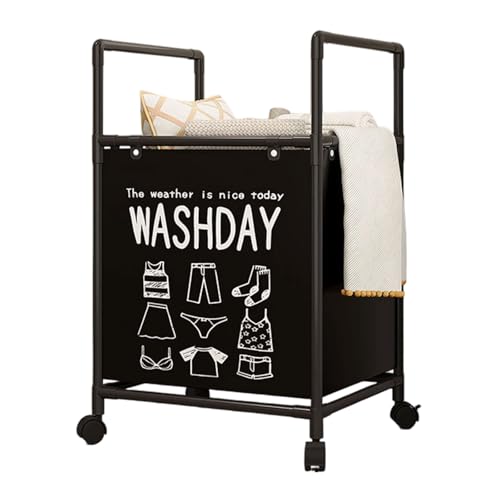 XAGMODSHN Wäschekorb mit Rädern und herausnehmbaren Regalen, faltbarer Metallrahmen, Aufbewahrungskorb für Badezimmer, Schlafzimmer, Organisation von XAGMODSHN