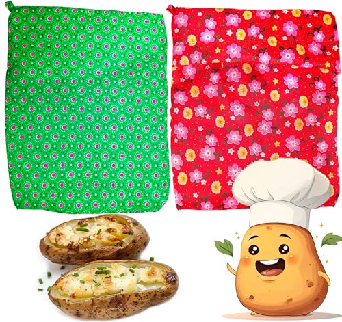 XANADU Mikrowellenkartoffelbeutel 2 Pack - Wiederverwendbar, Polypropylen (PP), Selbstklebend, Rot / Grün - Perfekte Backkartoffeln in der Mikrowelle von XANADU