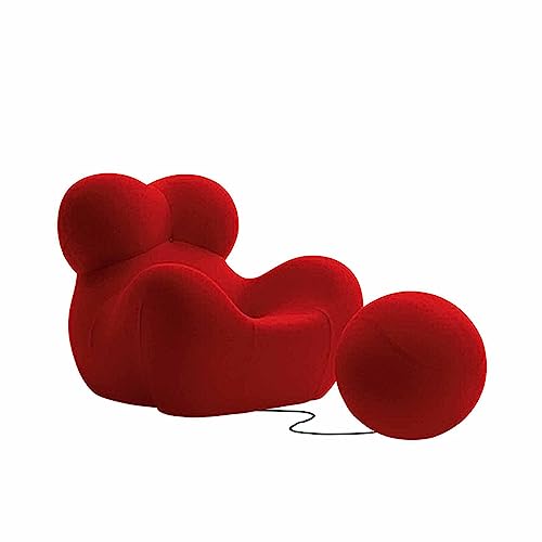 XANAYXWJ Großer bequemer Sitzsack-Sofasessel mit Fußstütze - weiche, hochdichte Schaumstofffüllung, Armlehnen - ideal für Wohn- oder Schlafzimmerdekoration (rot, 1-l) von XANAYXWJ