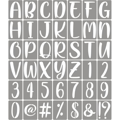 XANGEY Buchstabenschablonen zum Malen, 12,7 cm, 42 Stück, Alphabet-Schablonen mit Schildern, wiederverwendbare Kunststoff-Alphabet-Schablonen für Kreidetafel, Stoff, Stein, Holz, Handwerk, Malerei XANGEY Buchstabenschablonen zum Malen, 12,7 cm, 42 Stück, Alphabet-Schablonen mit Schildern, wiederverwendbare Kunststoff-Alphabet-Schablonen für Kreidetafel, Stoff, Stein, Holz, Handwerk, Malerei von XANGEY