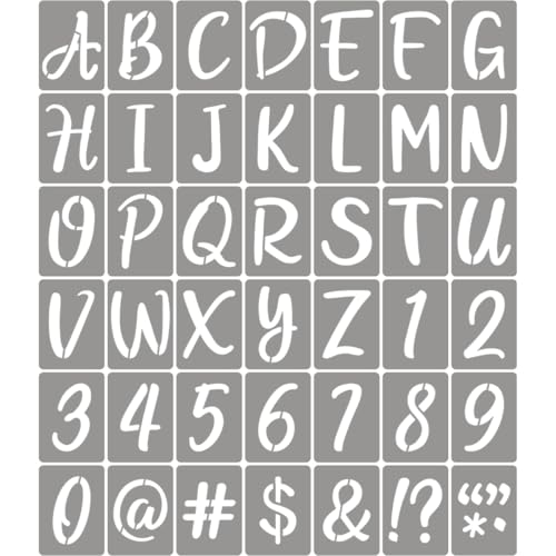 XANGEY Buchstabenschablonen zum Malen, 3,2 cm (1,25 Zoll) – 42 Stück Alphabet-Buchstaben-Zahlenschablonen mit Schildern, wiederverwendbare Kunststoff-Schablonen für Kreidetafel, Stoff, Stein, Holz von XANGEY
