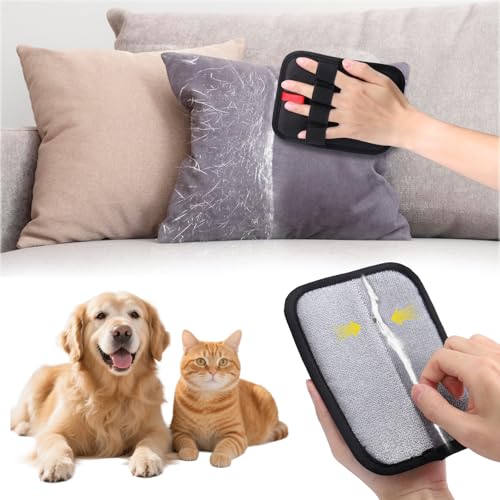 XANGNIER Elektrostatischer Tierhaarentferner-Handschuh, doppelseitig, wiederverwendbar, zur Entfernung von Katzen und Hunden, für Möbel, Teppich, Autositz, Couch, Kleidung, 2 Stück von XANGNIER