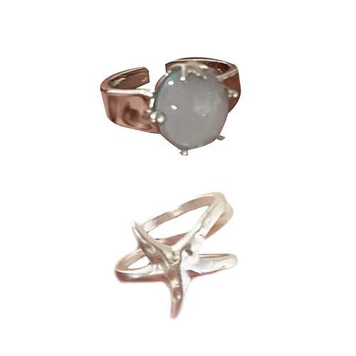 XANHOY 2 Stück verstellbare Seestern-inspirierte offene Ringe mit künstlichen Edelsteinen für Frauen im Alltag oder als Partyschmuck XANHOY 2 Stück verstellbare Seestern-inspirierte offene Ringe mit künstlichen Edelsteinen für Frauen im Alltag oder als Partyschmuck von XANHOY