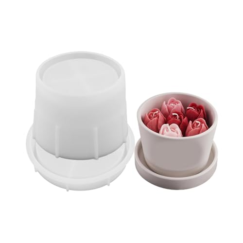 XANHOY Kerzenständer Silikonform Kerzenbecher mit Deckel Formen Kerzenhalter Form Gips Sukkulenten Pflanzgefäß Dekorationen Formen von XANHOY