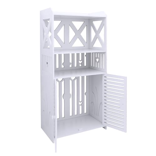 XANNI Badezimmerschrank aus PP, Halterung für Toilettenpapier, Schrank, freistehend, für Badezimmer und Waschküchen, Badezimmerschränke, moderner Stil, Weiß (40 x 25 x 90 cm) von XANNI
