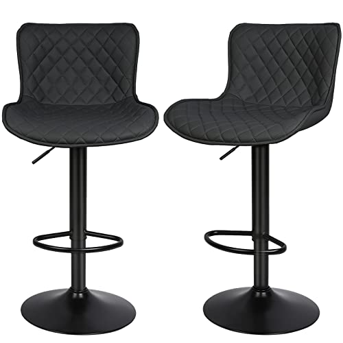 XANNI Barstuhl, 360° drehbar, höhenverstellbar, mit Fußstütze, übergroßes Sitzkissen aus PU, für Esszimmer, Wohnzimmer, Bistro, 2 Stück von XANNI