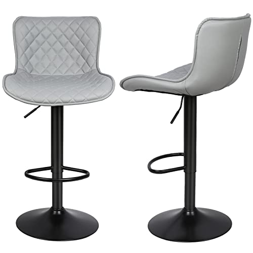 XANNI Barstuhl, 360° drehbar, höhenverstellbar, mit Fußstütze, übergroßes Sitzkissen aus PU, für Esszimmer, Wohnzimmer, Bistro, 2 Stück von XANNI