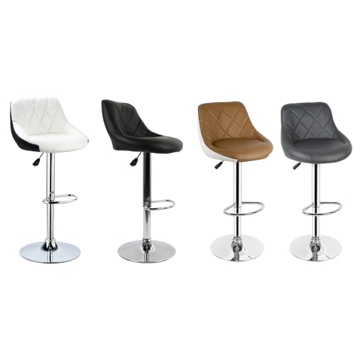 XANNI Barstuhl aus Flanell, Barhocker, höhenverstellbar, 84-104 cm, drehbar, mit Rückenlehne und Fußstütze (Grau) von XANNI