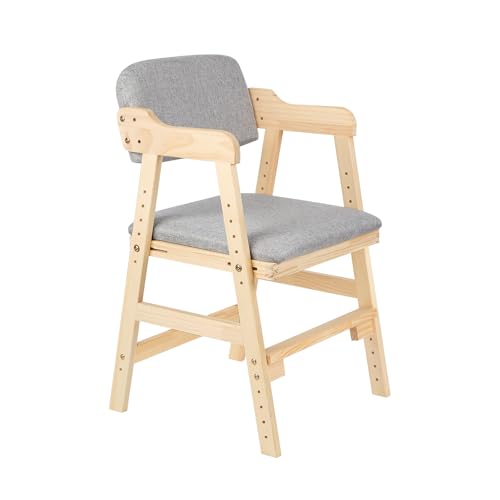 XANNI Lehrstuhl mit Rückenlehne und Fußstütze, 6 verstellbare Höhen, Holzrahmen für Kinder/Schüler der Grundschule und Mittelschule (beige) von XANNI
