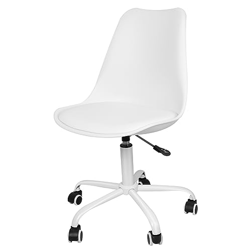 XANNI Moderner Drehstuhl mit Rückenlehne und weicher Sitzfläche, höhenverstellbar, für Zuhause, Büro, Besprechungsraum, Weiß von XANNI