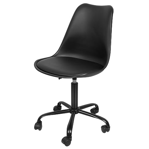 XANNI Moderner Drehstuhl mit Rückenlehne und weicher Sitzfläche, höhenverstellbar, für Zuhause, Büro, Besprechungsraum (schwarz) von XANNI