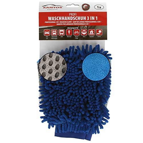 XANTOS AutoWaschHandschuh - Multischwamm 3in1 für die Auto Reinigung | großer Waschhandschuh zur Autopflege | Profi Mikrofaser Handschuh zum waschen und reinigen | Lackschonend und Kratzfrei, Blau XANTOS AutoWaschHandschuh - Multischwamm 3in1 für die Auto Reinigung | großer Waschhandschuh zur Autopflege | Profi Mikrofaser Handschuh zum waschen und reinigen | Lackschonend und Kratzfrei, Blau von XANTOS