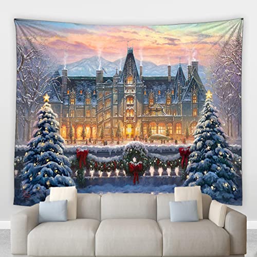 XAONUO Tapestry Wall Hanging, 150X100Cm Weiß Schnee Bäume Gebäude Wandteppiche Wandbehang Tapisserie 3D Druck Hintergrund Wandtuch Wandteppiche Wanddekor Für Schlafzimmer Wohnzimmer von XAONUO