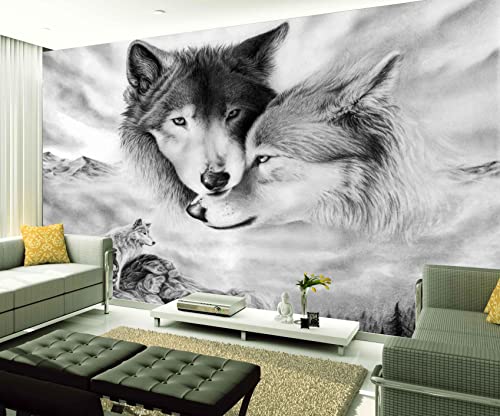 XAONUO Tier Wandbild 3D Fototapete Wandbild 140X70Cm Grau Tier Wolf Aufkleber Selbstklebende Leinwand Für Schlafzimmer Wohnzimmer Tv Hintergrund Wanddekoration Wandbilder von XAONUO