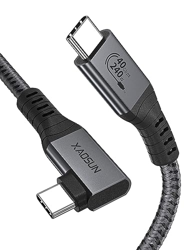 XAOSUN USB4 mit Thunderbolt 4 Kabel Unterstützt 40Gbps PD3.1 240W Zertifiziert Ladekabel, 8K 60Hz 4K 120Hz Video für iphone 15 pro max,Laptop, Monitor, PC winkel 90 grad echter Winkel, 30CM von XAOSUN