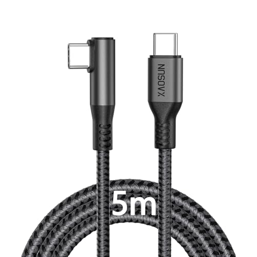 XAOSUN 240W USB C auf USB C Kabel 5M, USB C Ladekabel 90 Grad,PD 3.1 (48V/5A) Schnellladekabel Kompatibel für iPhone 15/16, MacBook Air/Pro, iPad Air/Pro,Samsung Galaxy S23+ Ultra,Pixel,Switch von XAOSUN