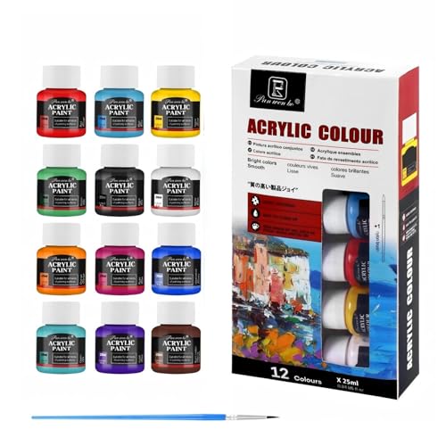 XAQAMY Porzellan Farben Set, 12 Stück 25ml Glasmalfarbe Keramikfarben, Glas und Porzellanfarbe Porzellanmalfarben Wasserbasis Farbe für Glas Keramik Tassen zum Bemalen(12 Farben) von XAQAMY