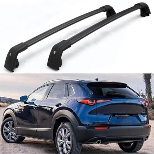 XATHKJOE 2 Stück Auto Dachträger Dachreling für Mazda - CX-3 CX-30 SUV 2020-2024 Dachgepäckträger-Alu Relingträger Fahrradträger, Dachboxen oder als Skiträger,A von XATHKJOE