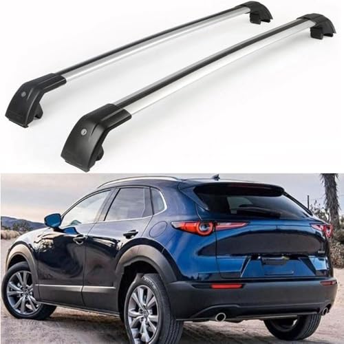 XATHKJOE 2 Stück Auto Dachträger Dachreling für Mazda - CX-3 CX-30 SUV 2020-2024 Dachgepäckträger-Alu Relingträger Fahrradträger, Dachboxen oder als Skiträger,B von XATHKJOE