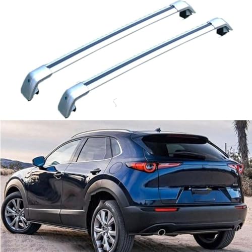 XATHKJOE 2 Stück Auto Dachträger Dachreling für Mazda - CX-3 CX-30 SUV 2020-2024 Dachgepäckträger-Alu Relingträger Fahrradträger, Dachboxen oder als Skiträger,C von XATHKJOE