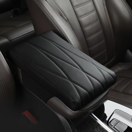 XATHKJOE Auto Armlehnenkissen Leather, Für VW Touran 2 5t 2016-2022 2023 Armlehnen Mittelarmlehne Pad mittelkonsole Auto Box Matte,A/Black von XATHKJOE
