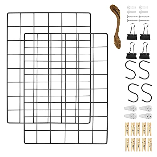 XAVSWRDE 2 Stüke Wandgitter Schwarz Wanddekor Multifunktionale Gitterwand 30 * 40cm DIY Eisen Gitter der Fotowand Dekoration Pinnwand Foto an der Memoboard Hängen in der Familie Küche Büro von XAVSWRDE