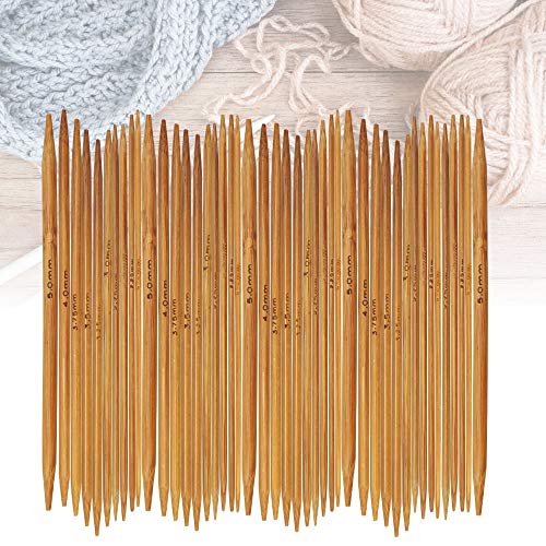 XAVSWRDE 55 Stück Nadelspiel Set 11 Größen Stricknadeln Bambus Set 13cm Doppelspitzen Handarbeit Knitting Needles 2-5mm Doppelspitzen Stricknadeln Strumpfstricknadeln für Hüte Schal Handschuhe von XAVSWRDE