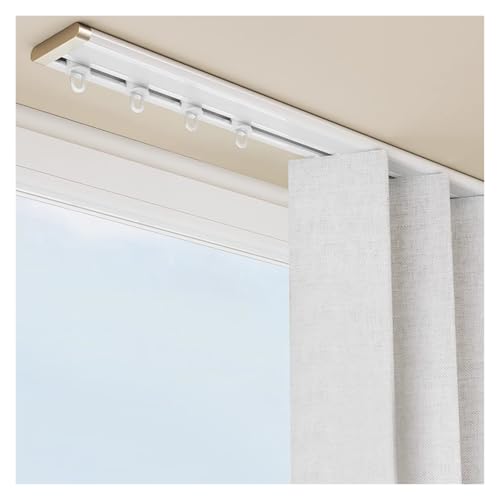 6 mm ultradünne einzelne Vorhangschiene, weißes Aluminium, individuelle Raumteiler, Schiebevorhangstange für Balkon, Krankenhaus, Hotel, Wohnung, nicht biegbar, Wohnmobil-Duschvorhang, Deckenhalterung von XAWSOP