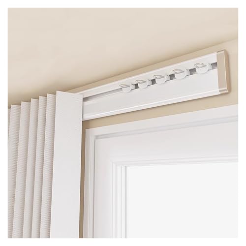 XAWSOP 6 mm ultradünne einzelne Vorhangschiene, weißes Aluminium, individuelle Raumteiler, Schiebevorhangstange für Balkon, Krankenhaus, Hotel, Wohnung, nicht biegbar, Wohnmobil-Duschvorhang von XAWSOP