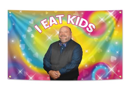 I Eat Kids Flagge, 90 x 150 cm, lustiges Poster, UV-beständig, verblasst, langlebig, Männerhöhlen-Wandflagge mit Messingösen, für Studentenwohnheim, Raumdekoration, Outdoor-Partys, Geschenk. von XAXUOI