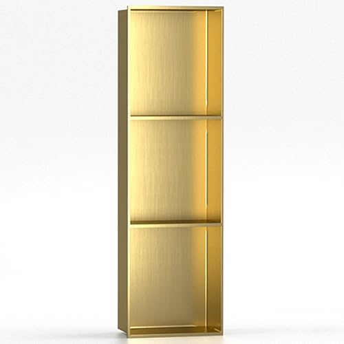 Badezimmer-Einbauregal Aus Edelstahl, Eingebautes Regal Für Wohnzimmer, Schlafzimmer, Küche, Einteilige Metallwandschränke, Einfach Zu Installieren,Gold-90x28x12.5cm/2.95x0.91x0.41ft Badezimmer-Einbauregal Aus Edelstahl, Eingebautes Regal Für Wohnzimmer, Schlafzimmer, Küche, Einteilige Metallwandschränke, Einfach Zu Installieren,Gold-90x28x12.5cm/2.95x0.91x0.41ft von XAoSCd