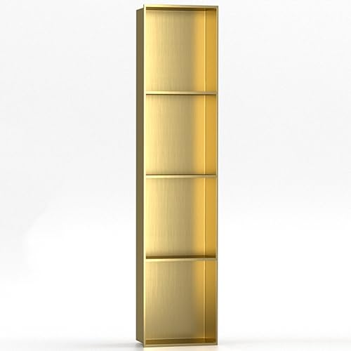 Badezimmer-Einbauregal Aus Edelstahl, Eingebautes Regal Für Wohnzimmer, Schlafzimmer, Küche, Metallwandschränke Einteilig, Einfach Zu Installieren,Gold-120x28x12.5cm/3.93x0.91x0.41ft Badezimmer-Einbauregal Aus Edelstahl, Eingebautes Regal Für Wohnzimmer, Schlafzimmer, Küche, Metallwandschränke Einteilig, Einfach Zu Installieren,Gold-120x28x12.5cm/3.93x0.91x0.41ft von XAoSCd